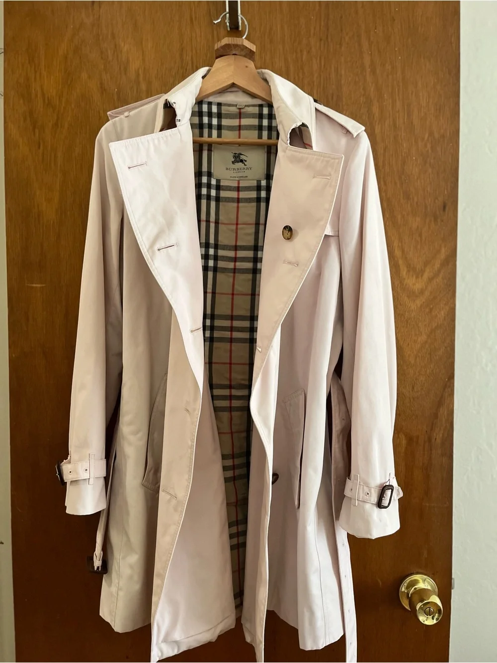 Burberry London Slim Fit Light Pink Trench Coat Nova Check UK12 US10 - Picture 3 of 15